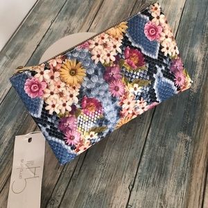 Caroline Hill Crossbody Purse, Snake Blue Floral